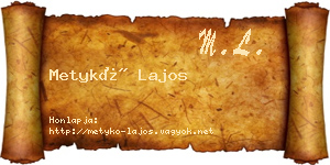 Metykó Lajos névjegykártya